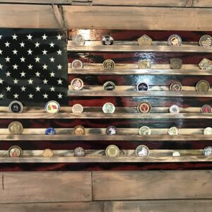 Military Coin Display Rustic Coast Guard American Flag US Coast Guard Challenge Coin Display Rack Holder