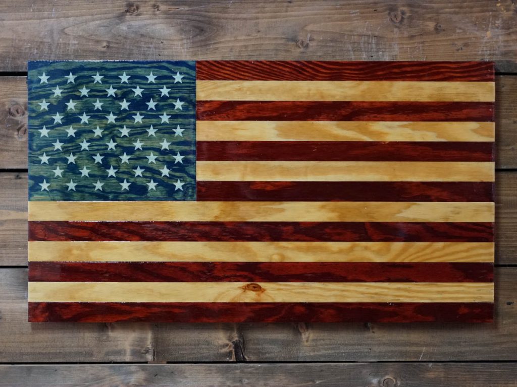 Rustic wood american flag concealment cabinet