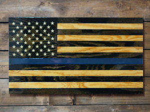 Rustic Thin Blue Line - Handmade Wooden American Flags