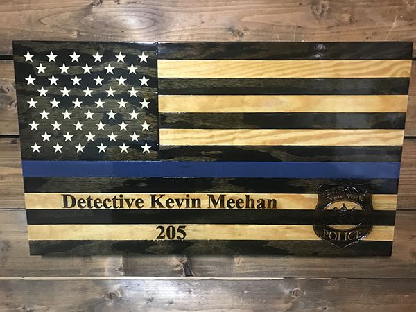 Rustic Thin Blue Line - Handmade Wooden American Flags