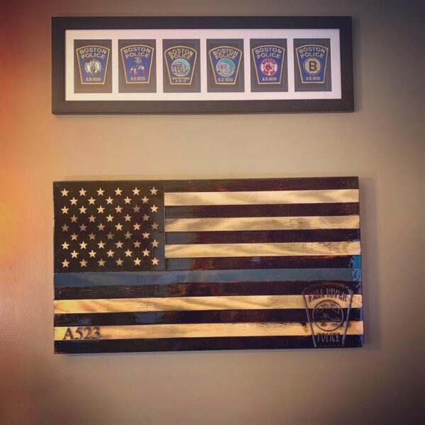 Tattered Thin Blue Line - Handmade Wooden American Flags