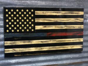 Tattered Tactical Police and Fire Flag – Handmade Wooden American Flags