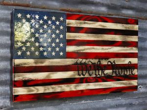 "We the People" Engraved Old Glory - Handmade Wooden American Flags